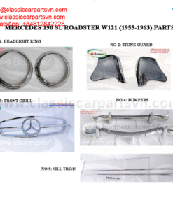 Mercedes 190 SL Roadster parts new ( front grille, headlight ring, sill, stone guard, bumpers )
